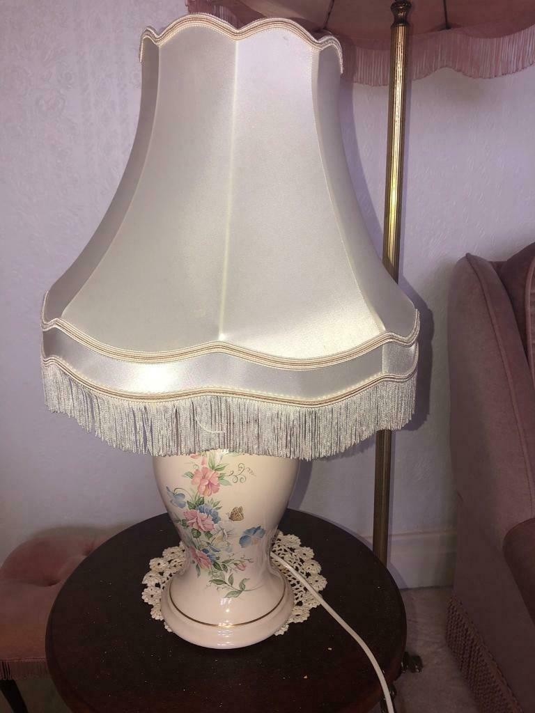 Cream tassel table lamp with flowered base in sunderland
