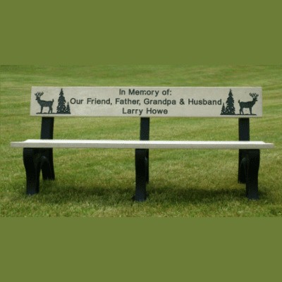 Custom engraved standard park bench weathered wood w
