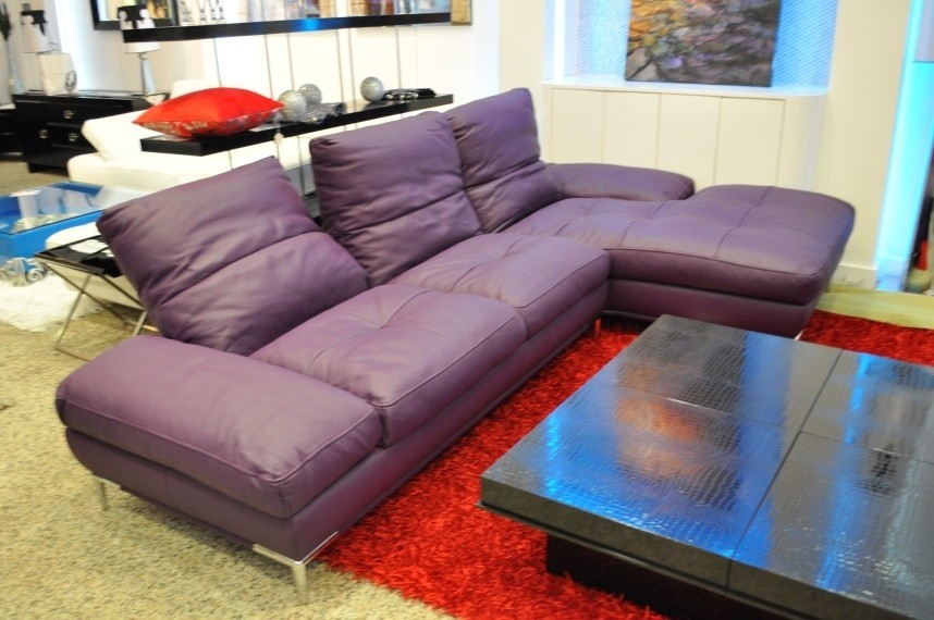 Dahlia purple leather sectional sofa