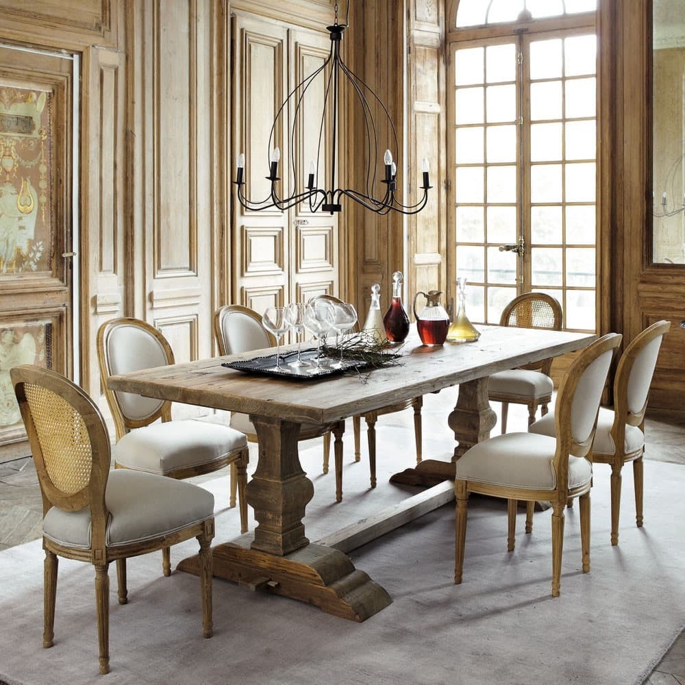 Distressed wood dining table w 220cm lourmarin maisons