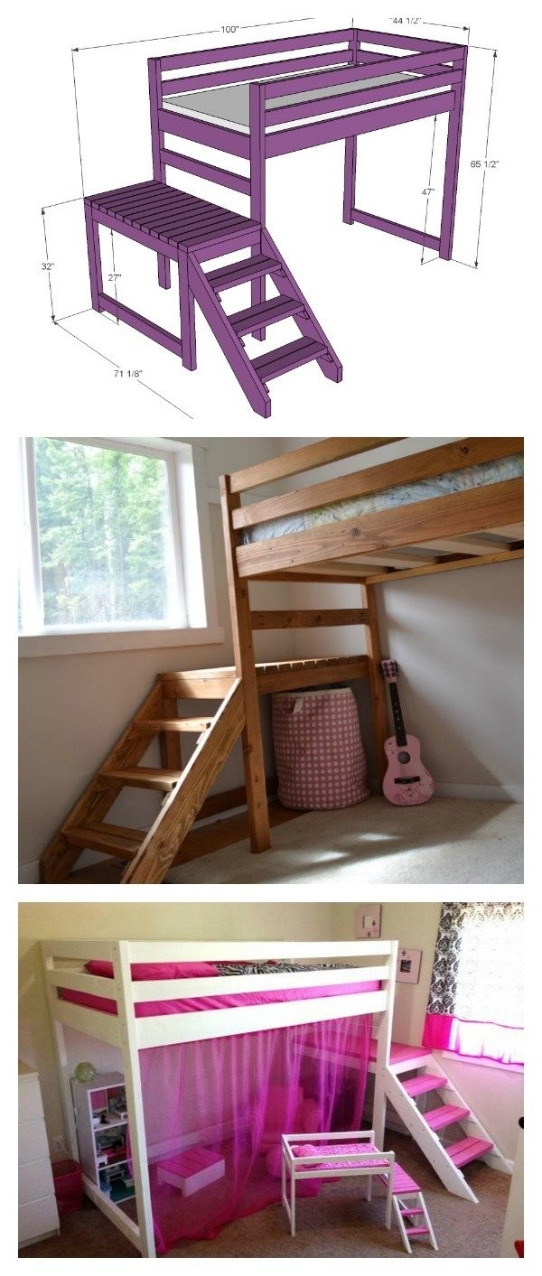 Diy camp loft bed with stair 1