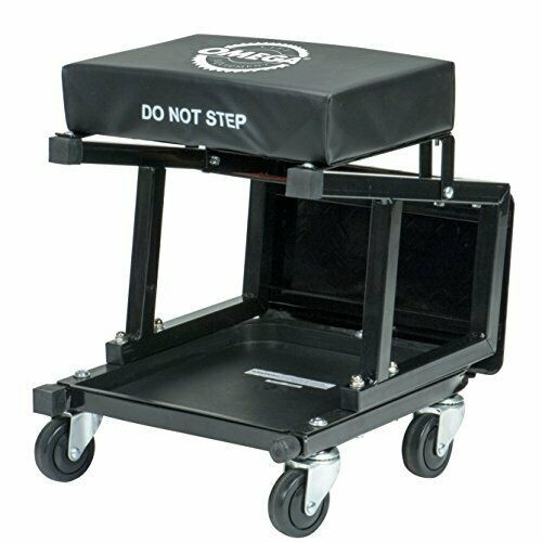 Durable creeper seat step stool with padded seat tool