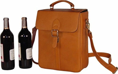 Edmond leather two bottle wine carrier