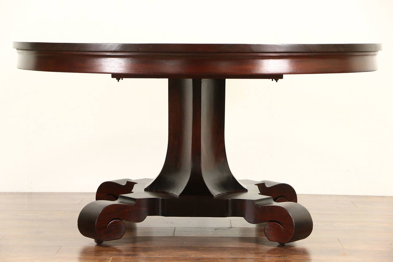 Empire mahogany 1900 antique round pedestal dining table 1