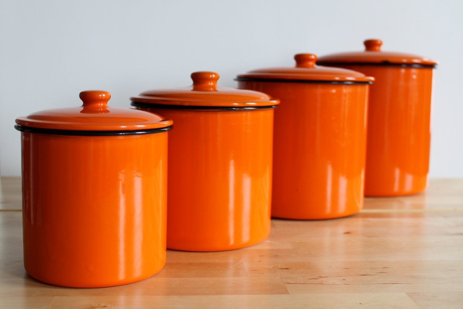 Enamel flame orange canister set orange canister set