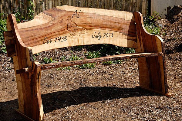 Engraved bench bruks tree surgery
