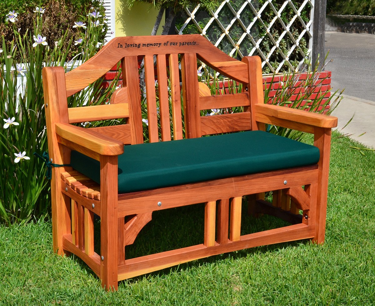 Engraved outdoor wood bench forever redwood 1