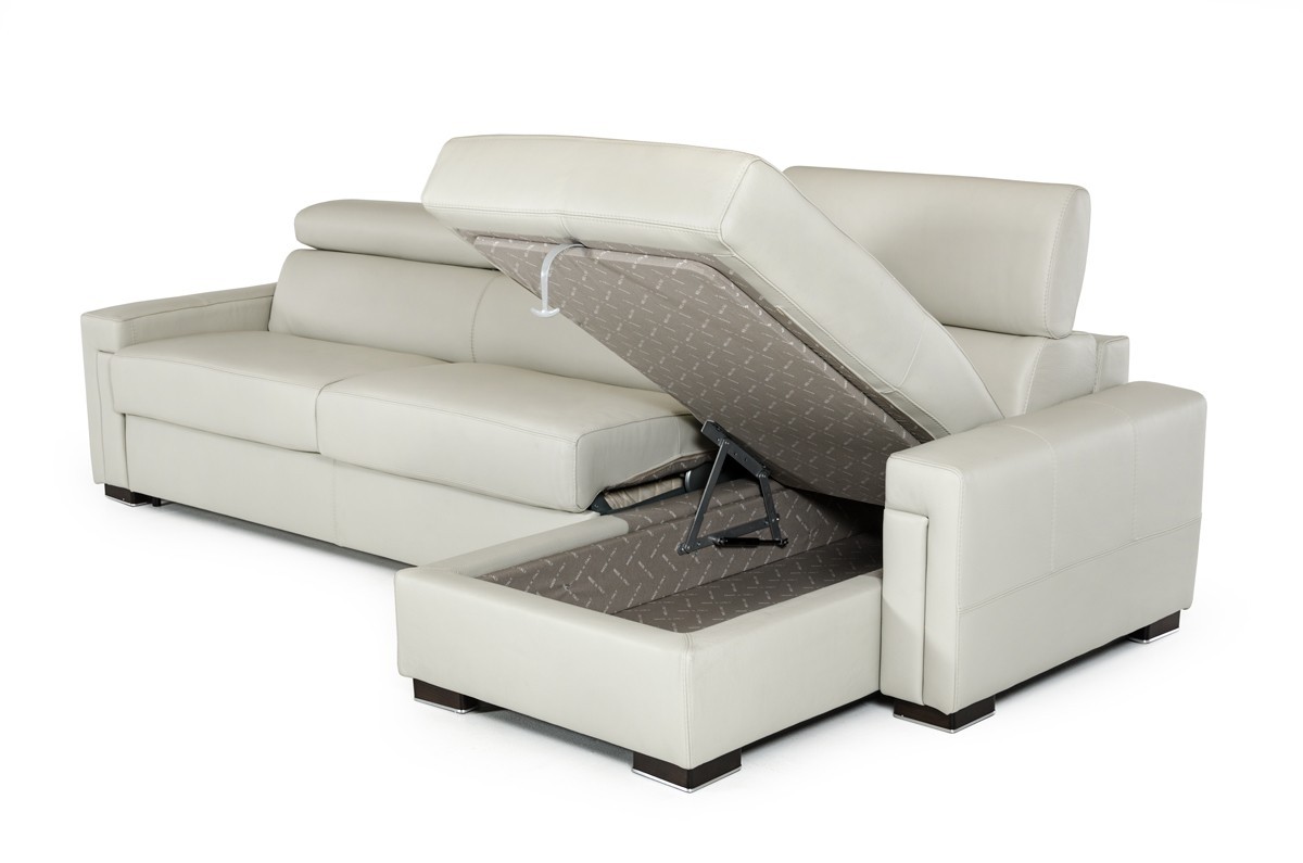 Estro salotti sacha modern grey leather reversible sofa