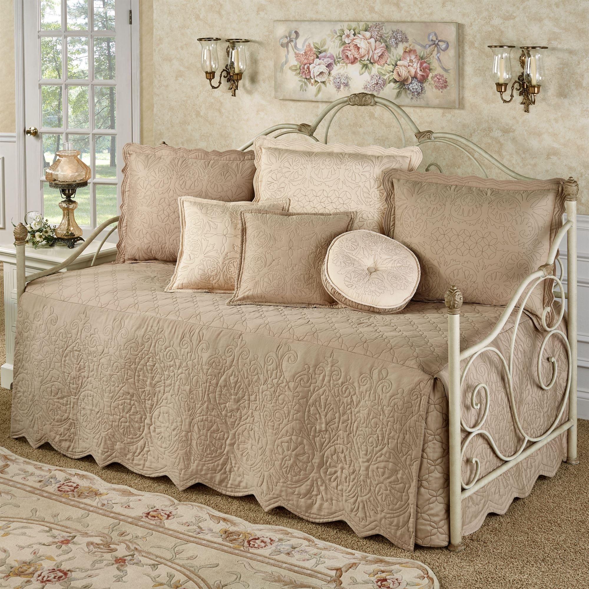 Everafter almond quilted daybed bedding set
