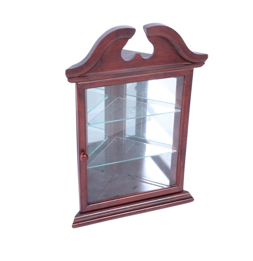 Federal style cherry wall mounted corner curio cabinet ebth 1