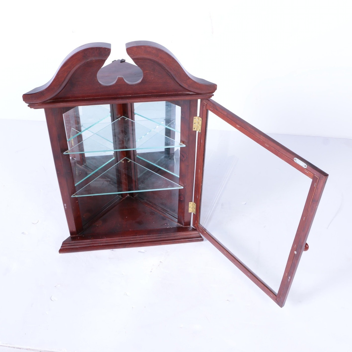 Federal style cherry wall mounted corner curio cabinet ebth 2