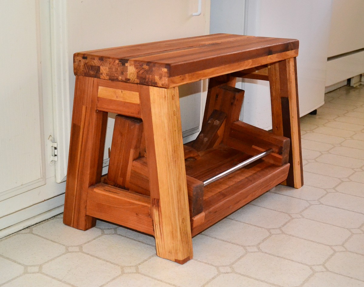 Folding 2 step stool wooden step stools forever redwood 3