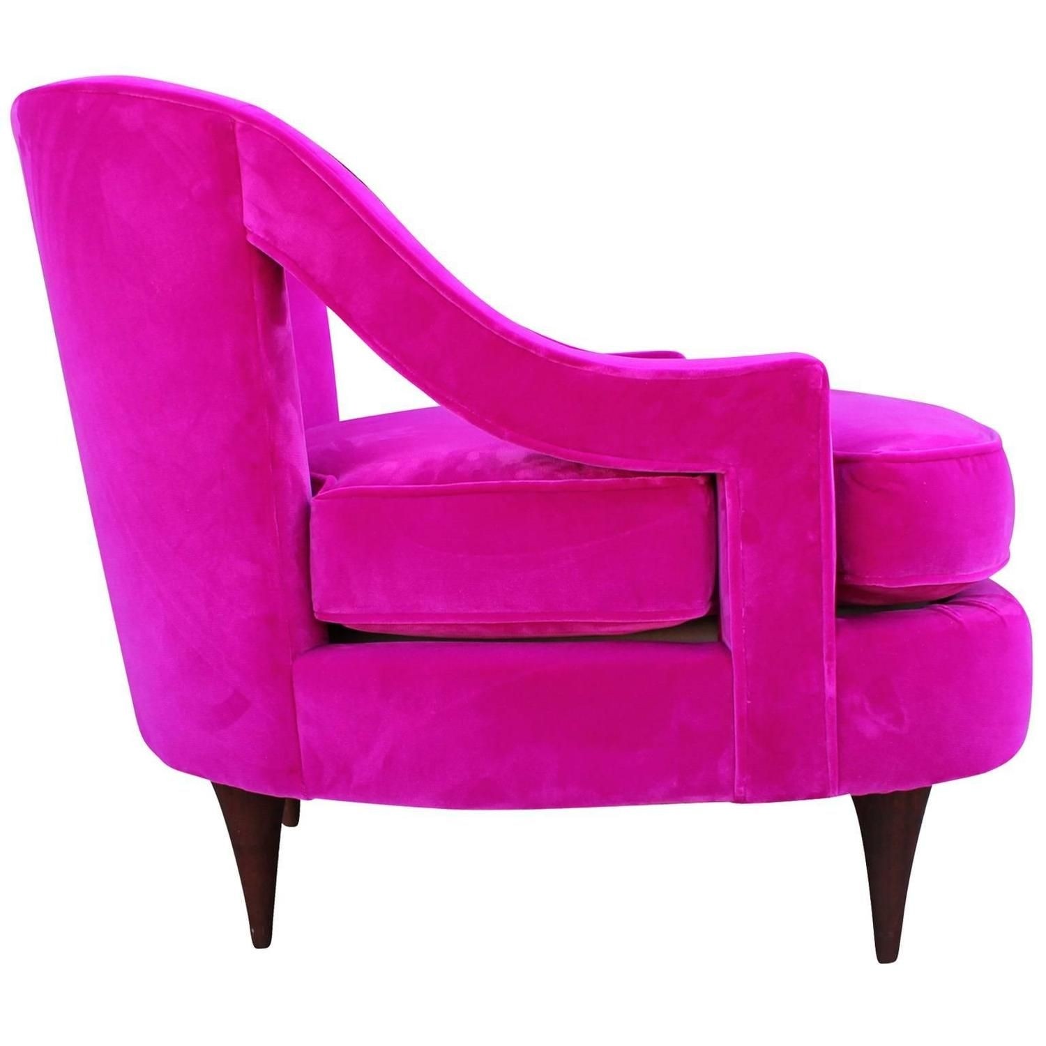 Glamorous fuchsia pink velvet lounge chair image 4 chair