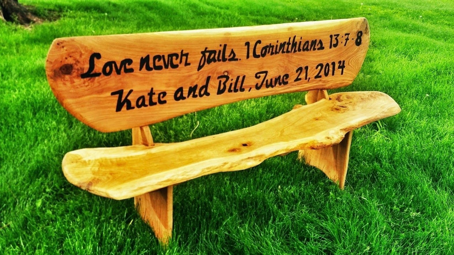 Hand made 6 custom engraved wooden bench by covenant