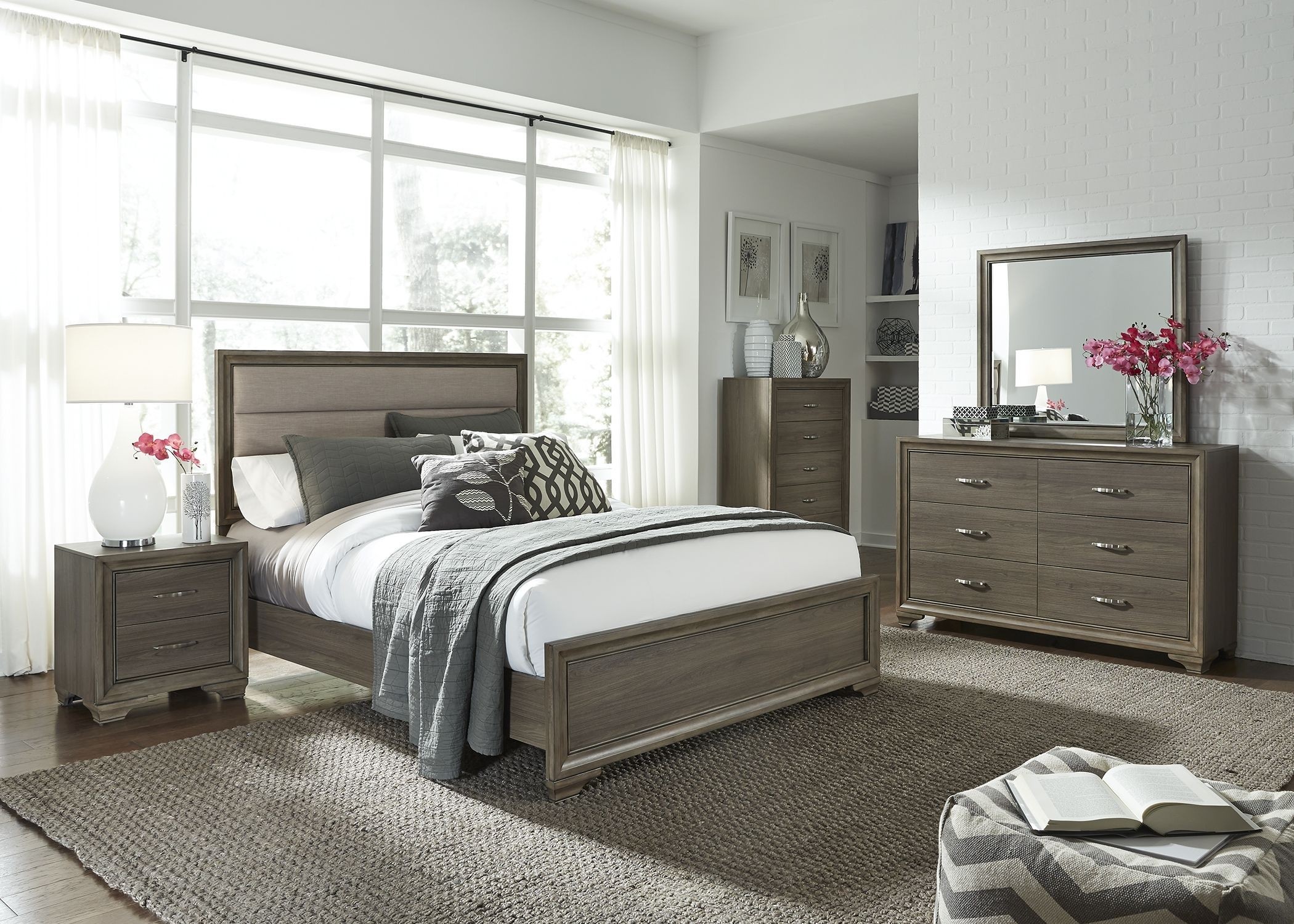 Hartly gray wash youth upholstered panel bedroom set from