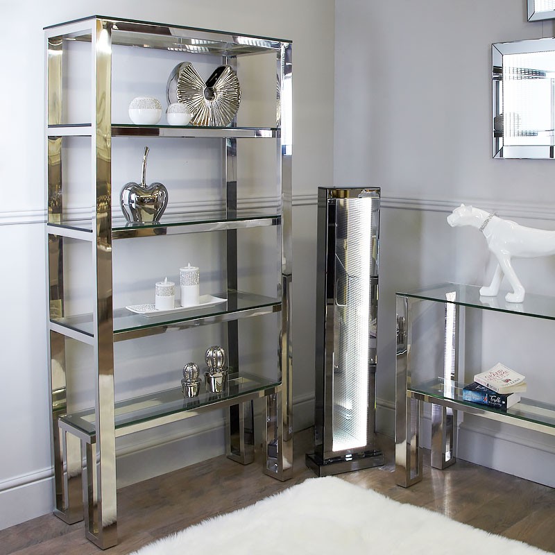 Harvey chrome and glass shelving unit display cabinet 1
