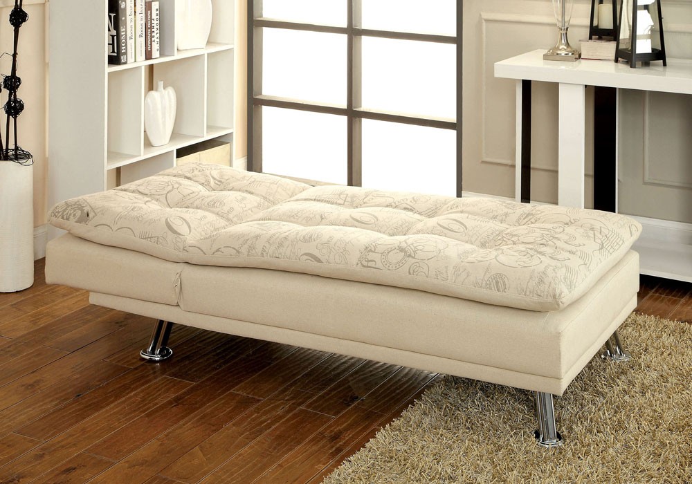 Hauser convertible chaise lounge futon sleeper beige