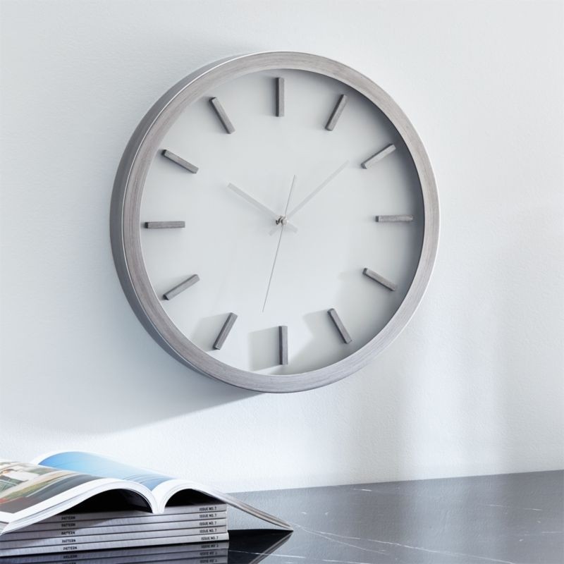 Huxley brushed silver wall clock crate and barrel