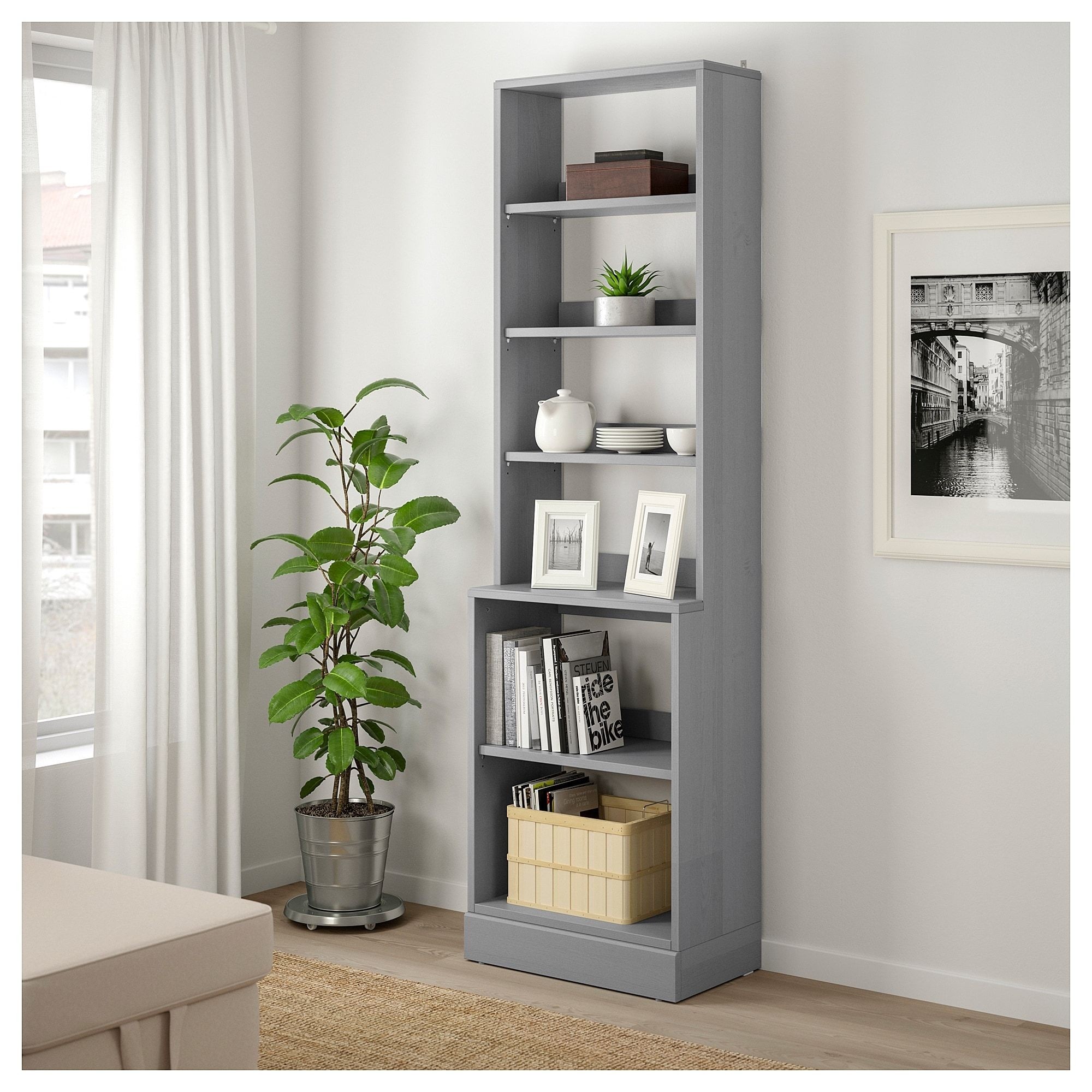 Ikea havsta shelving unit with base gray shelves
