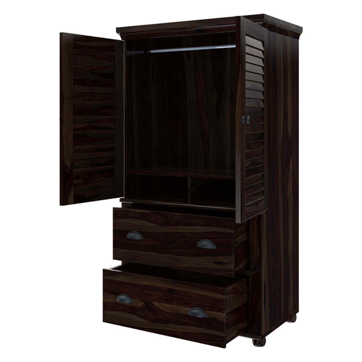 Indiana rustic solid wood wardrobe armoire with drawers