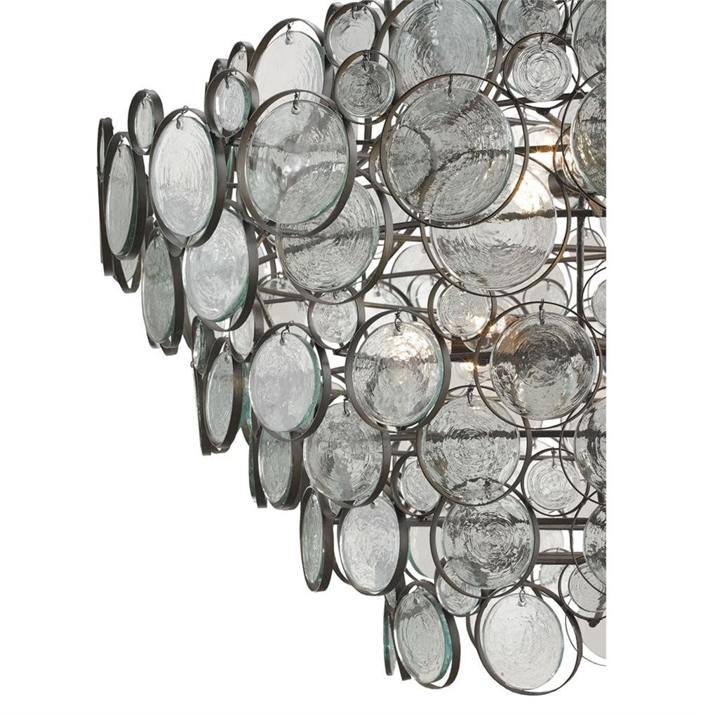 Iona coastal style recycled glass medallion iron 12 light