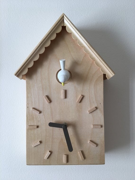 Items similar to modern cuckoo clock with white bird wood