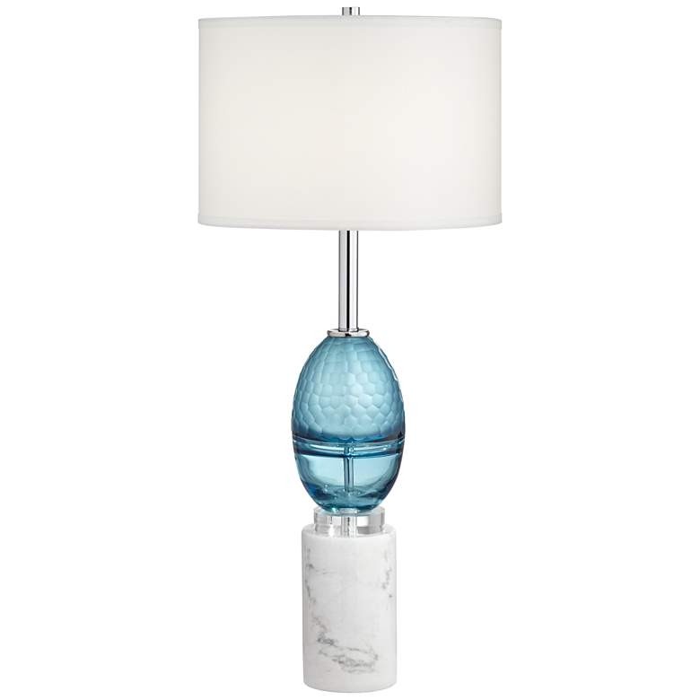 Landmark sea blue art glass table lamp 77p17 lamps plus