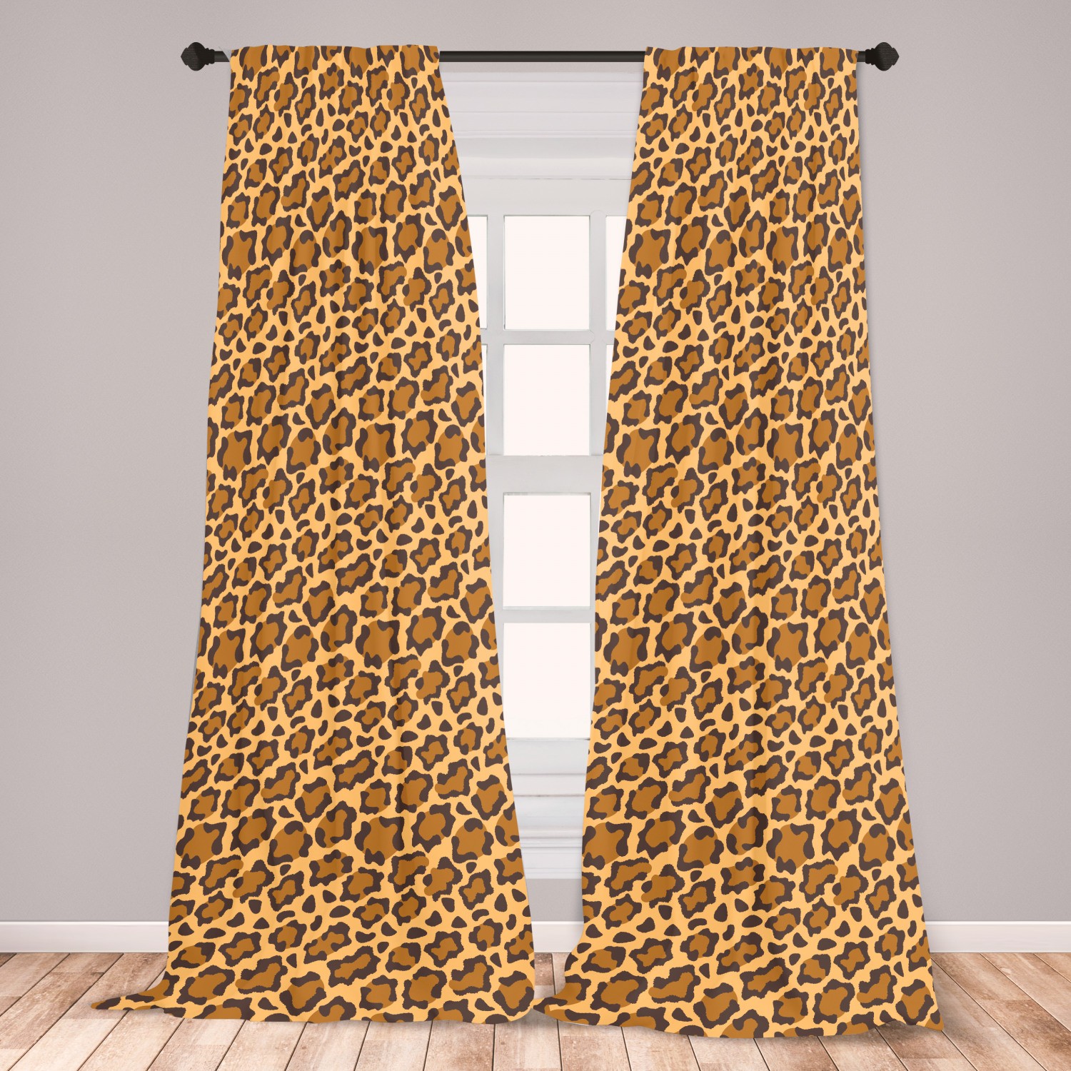 Leopard print curtains 2 panels set rhythmic altered