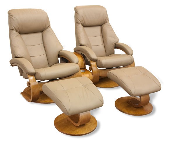 Mac motion double euro recliner and ottoman set in sand