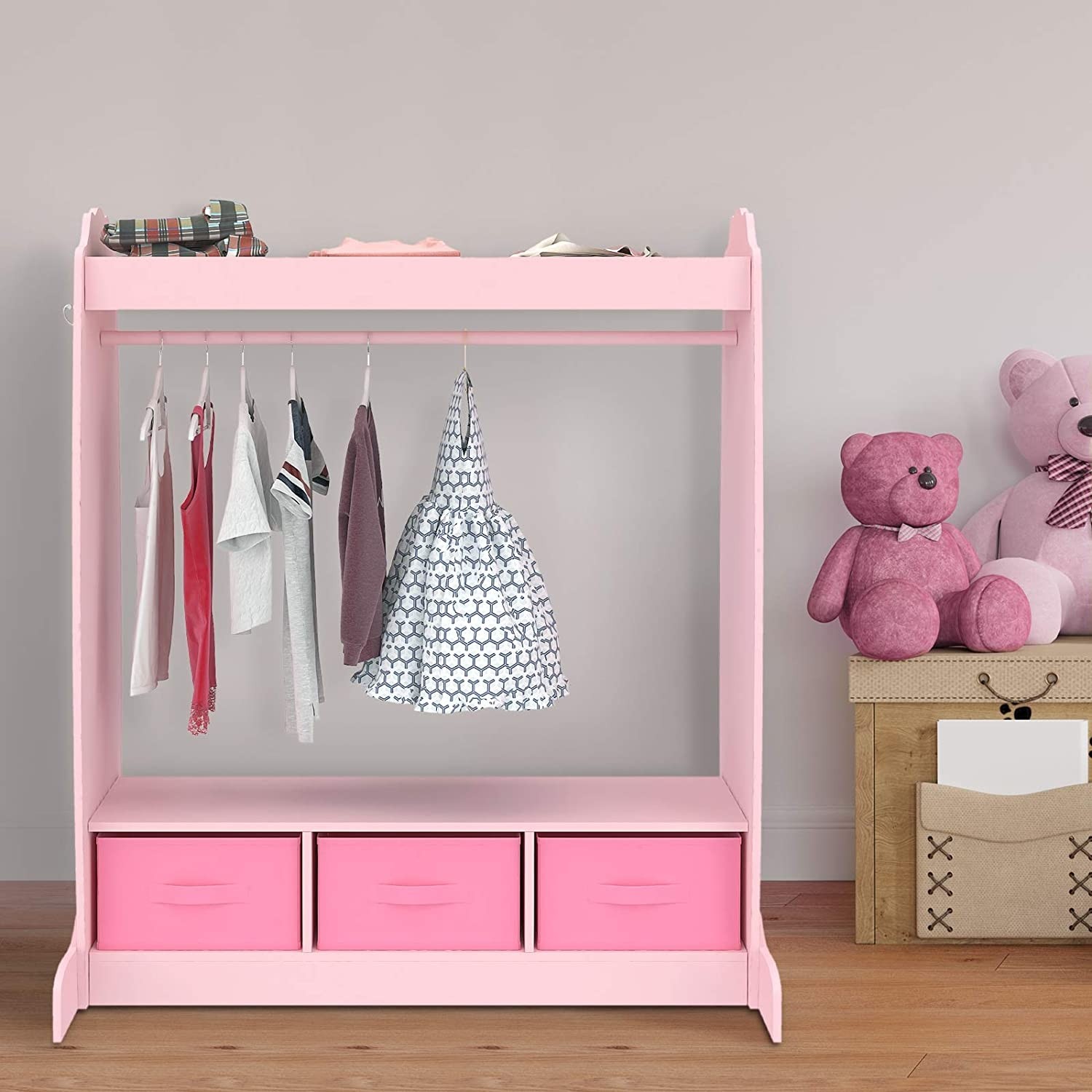 Mecor kids dress up storage with mirror clothes hook