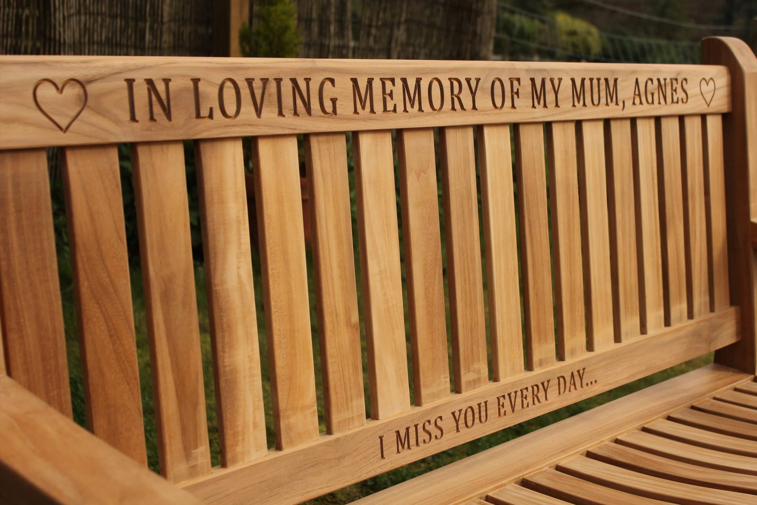 Memorial benches wood engravings bespoke wood carving 1