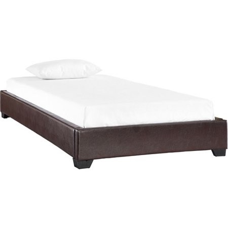 Metro twin low profile platform bed brown faux leather