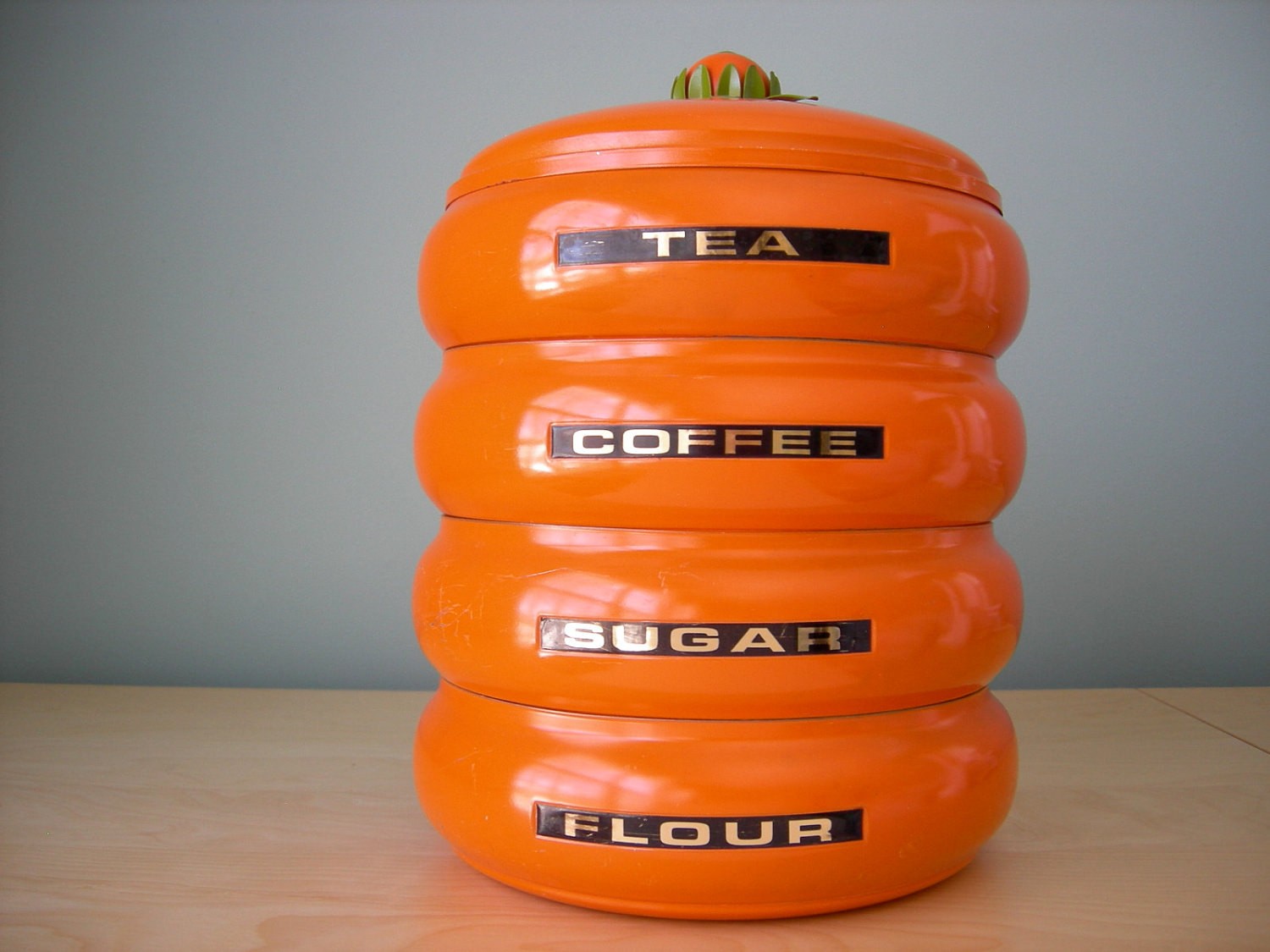 Mod orange stacking canisters sale by tippleandsnack on etsy
