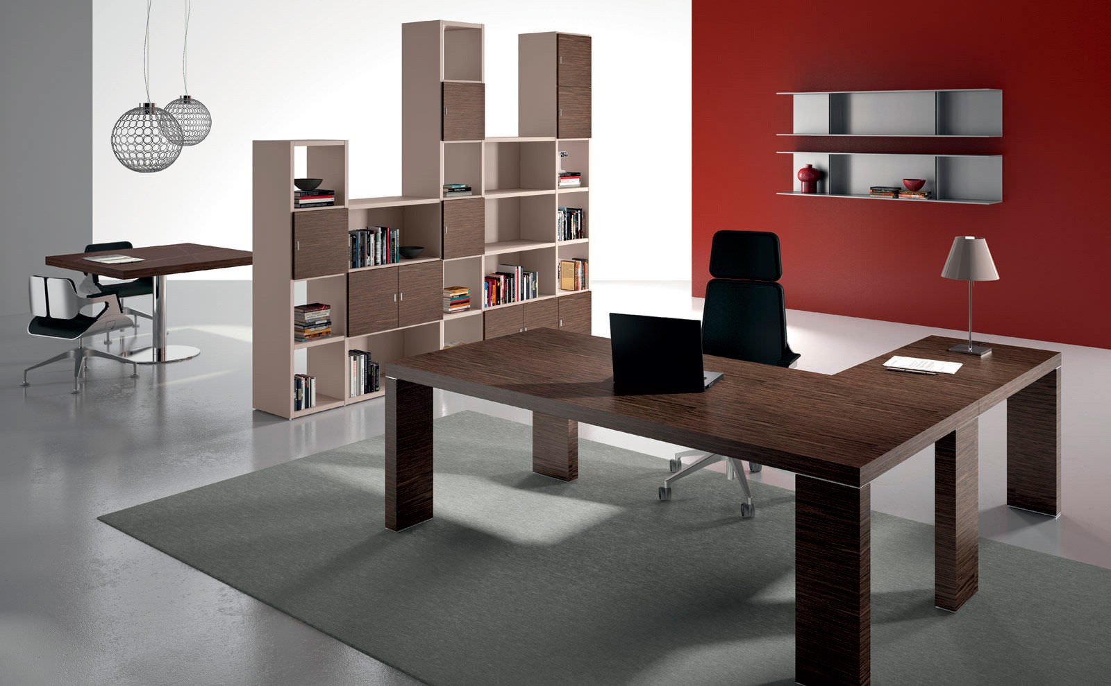 Modern l shaped wood desk ambience dore