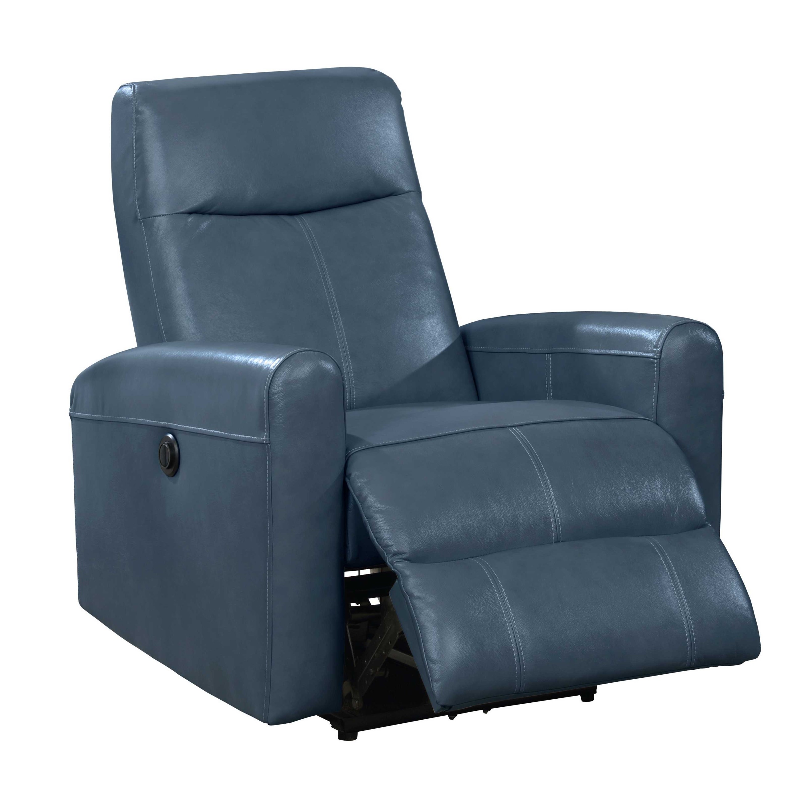 Navy blue contemporary leather upholstered electric