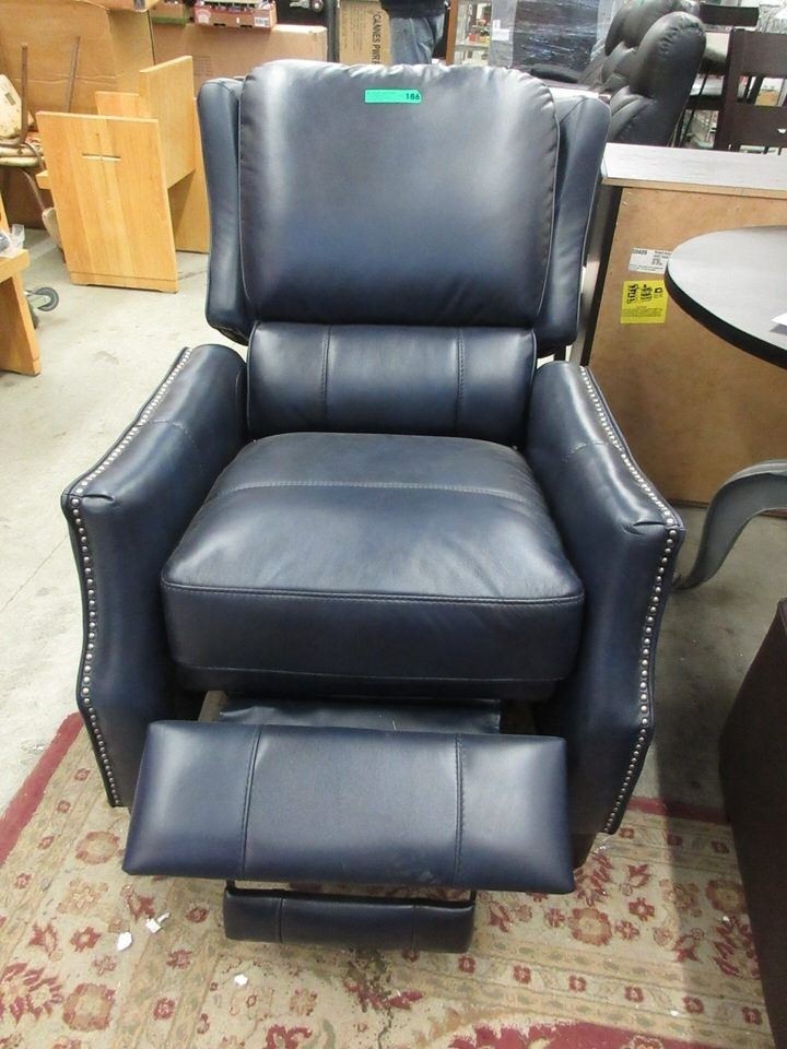 New navy blue amax leather push back recliner