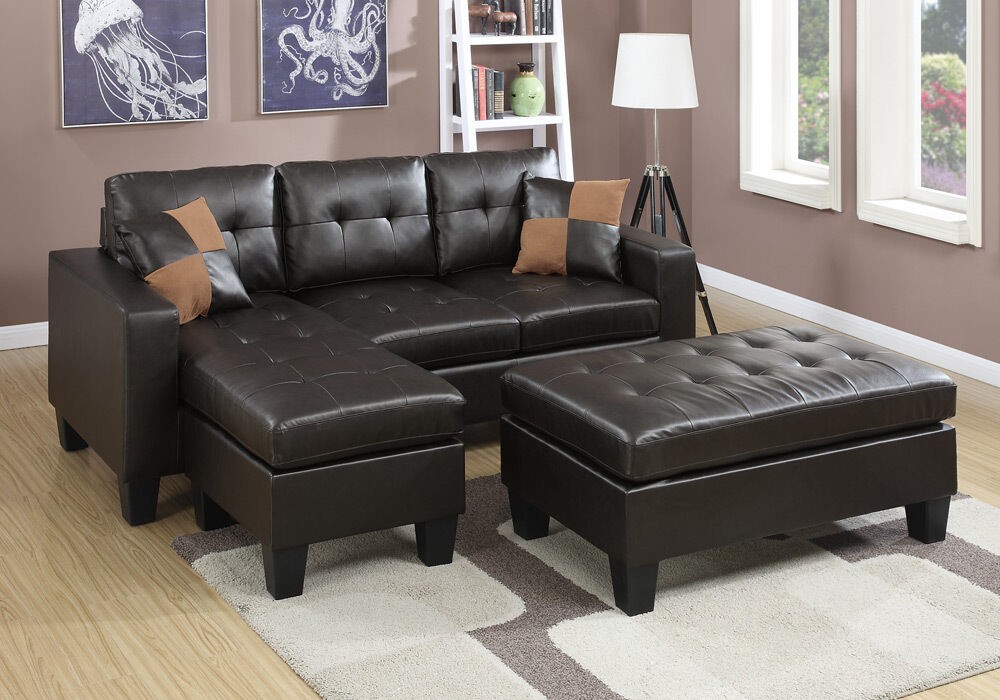 New reversible l sectional sofa chaise tufted xl ottoman