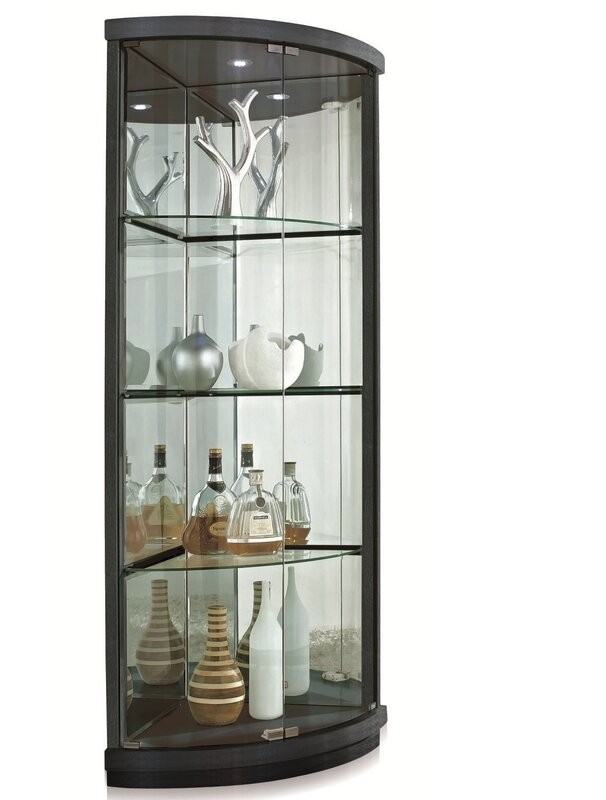 New spec lighted corner curio cabinet reviews wayfair