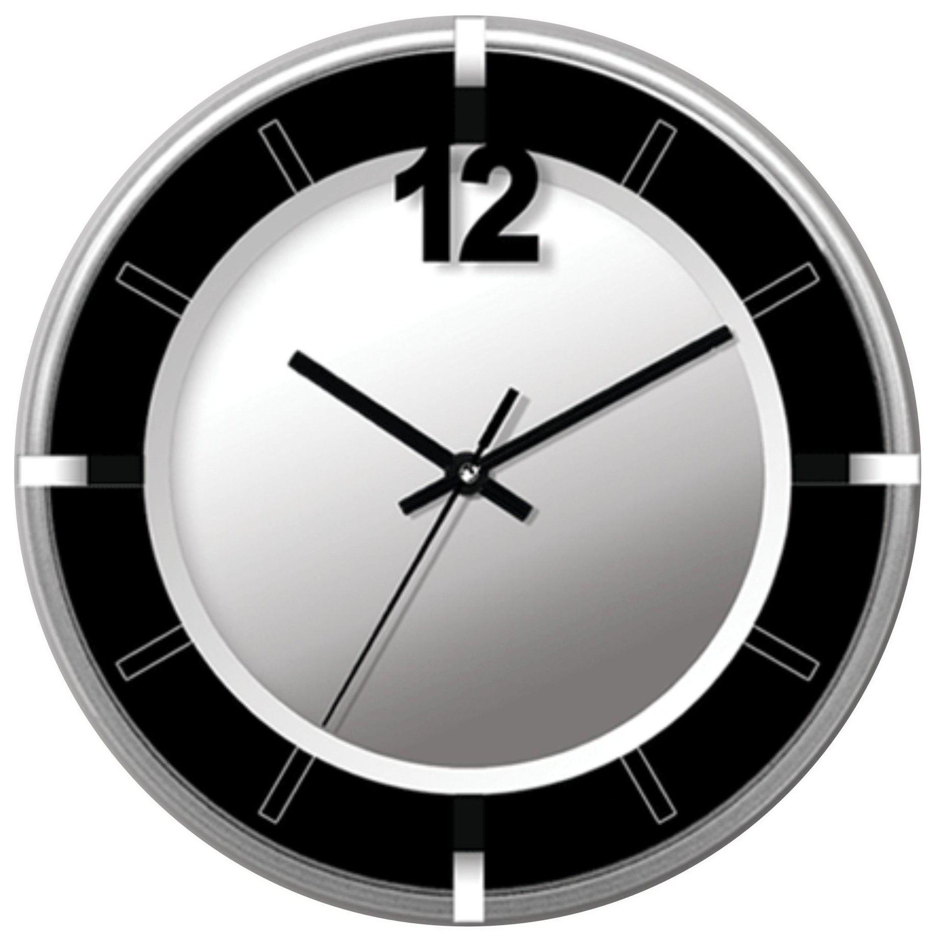 New wall clock in silver and black ebay