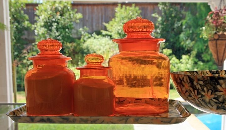 Orange glass canisters http orangekitchendecor