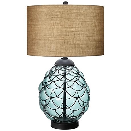Pacific collection sea blue glass table lamp