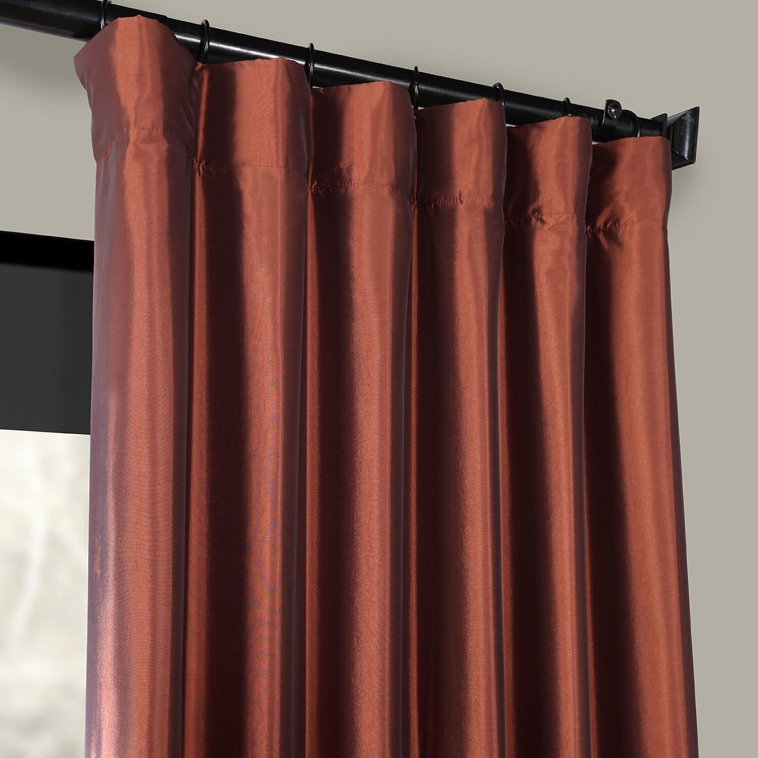 Paprika faux silk taffeta curtains half price drapes