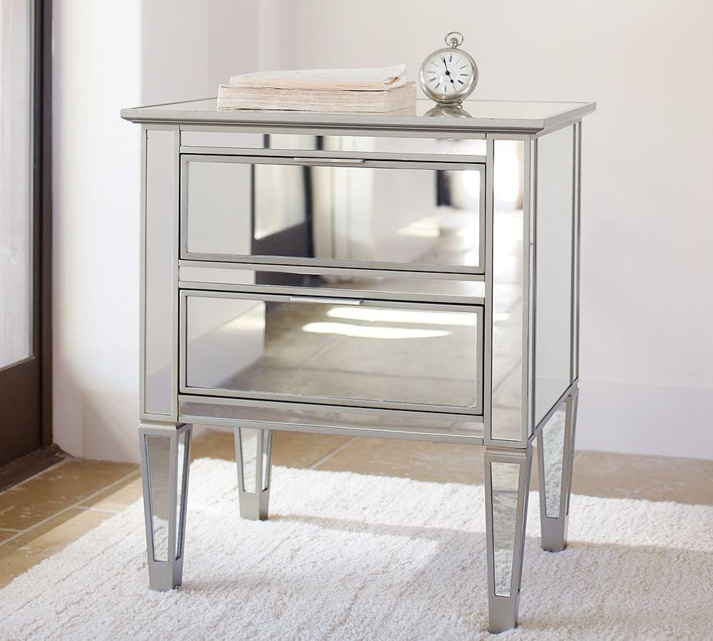Park mirrored 2 drawer bedside table pottery barn au