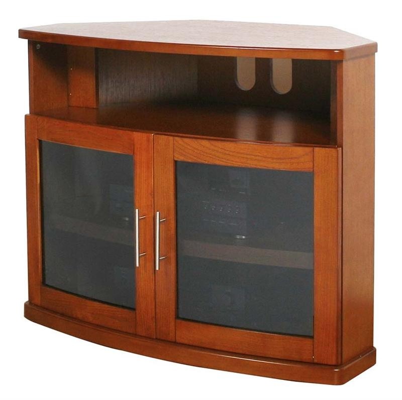 Plateau newport series corner wood tv cabinet with glass