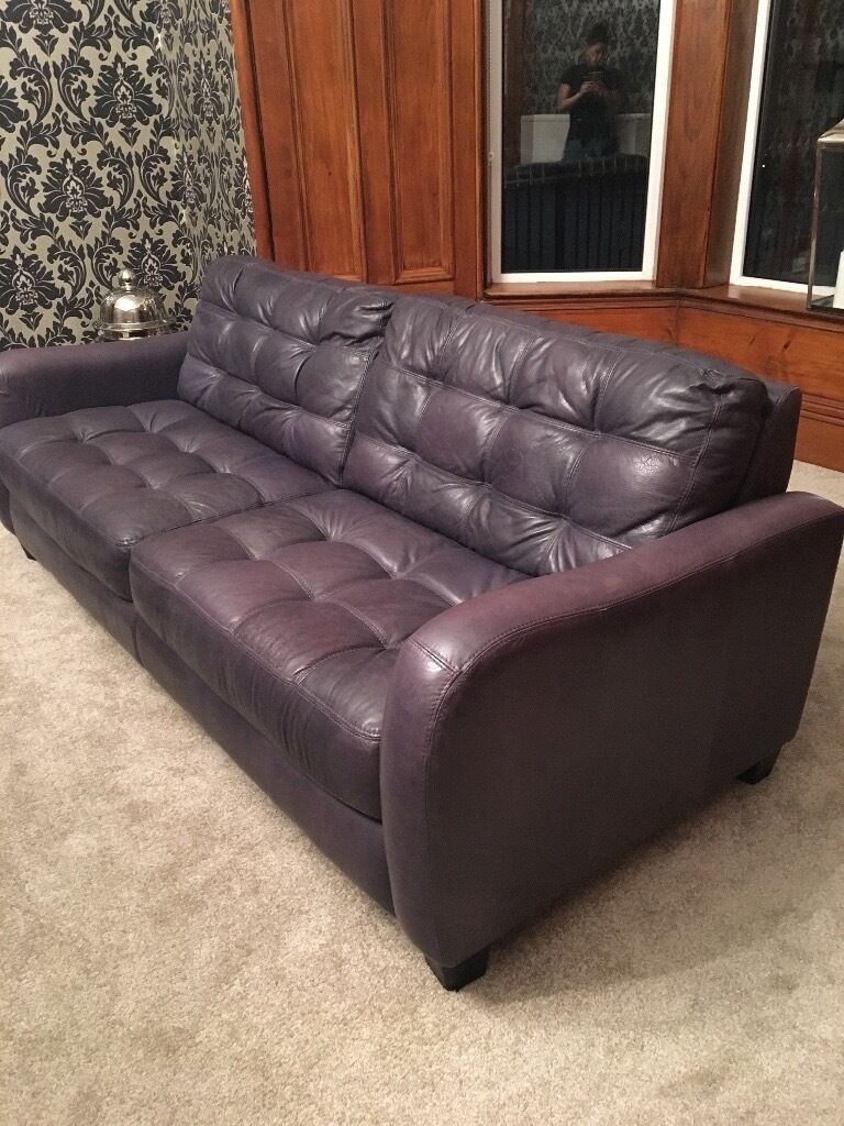 Purple leather 2 piece sofa in hamilton south