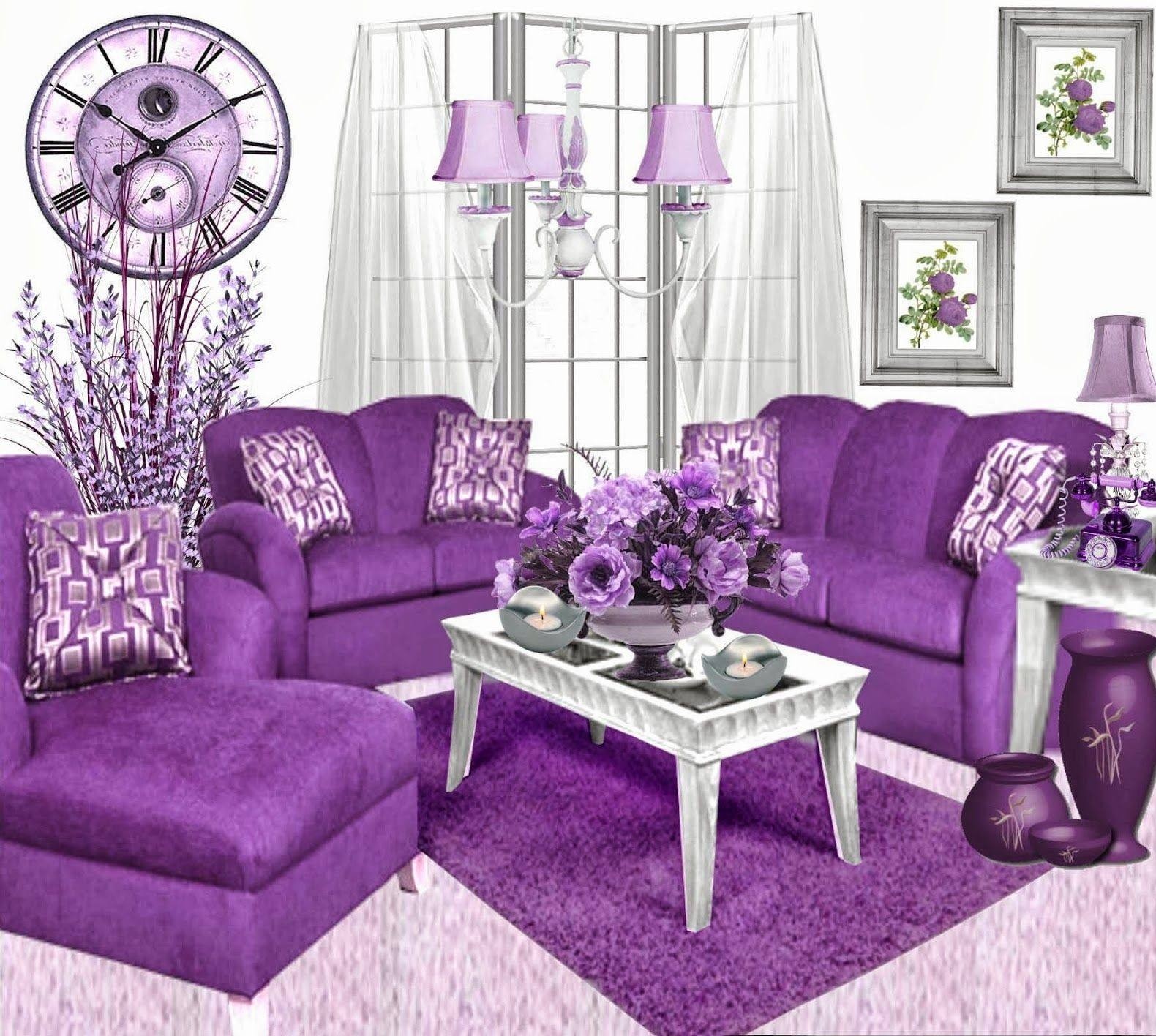 Purple living room furniture modern house