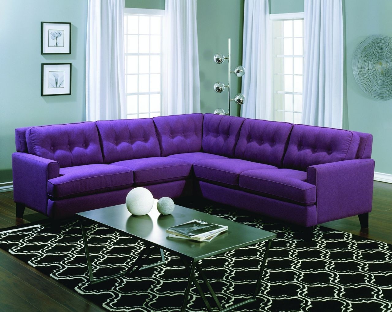Purple sectional sofa living room decor sectional