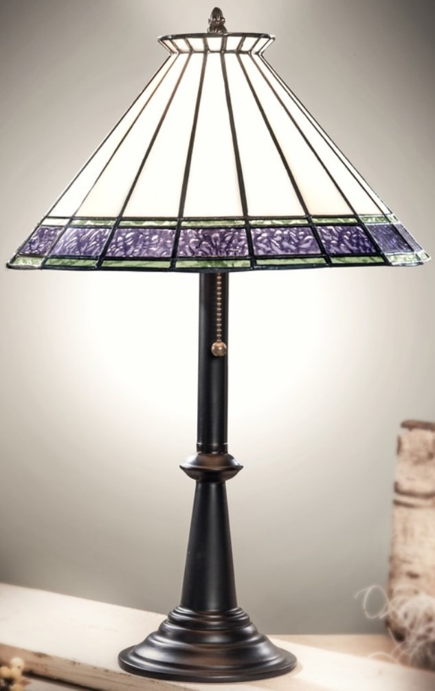 Purple white mission tiffany table lamp 21 h lamp
