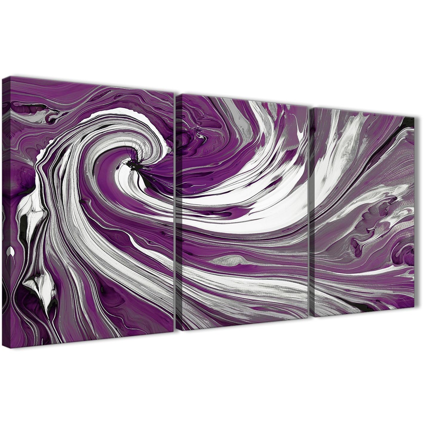 Purple white swirls modern abstract canvas wall art