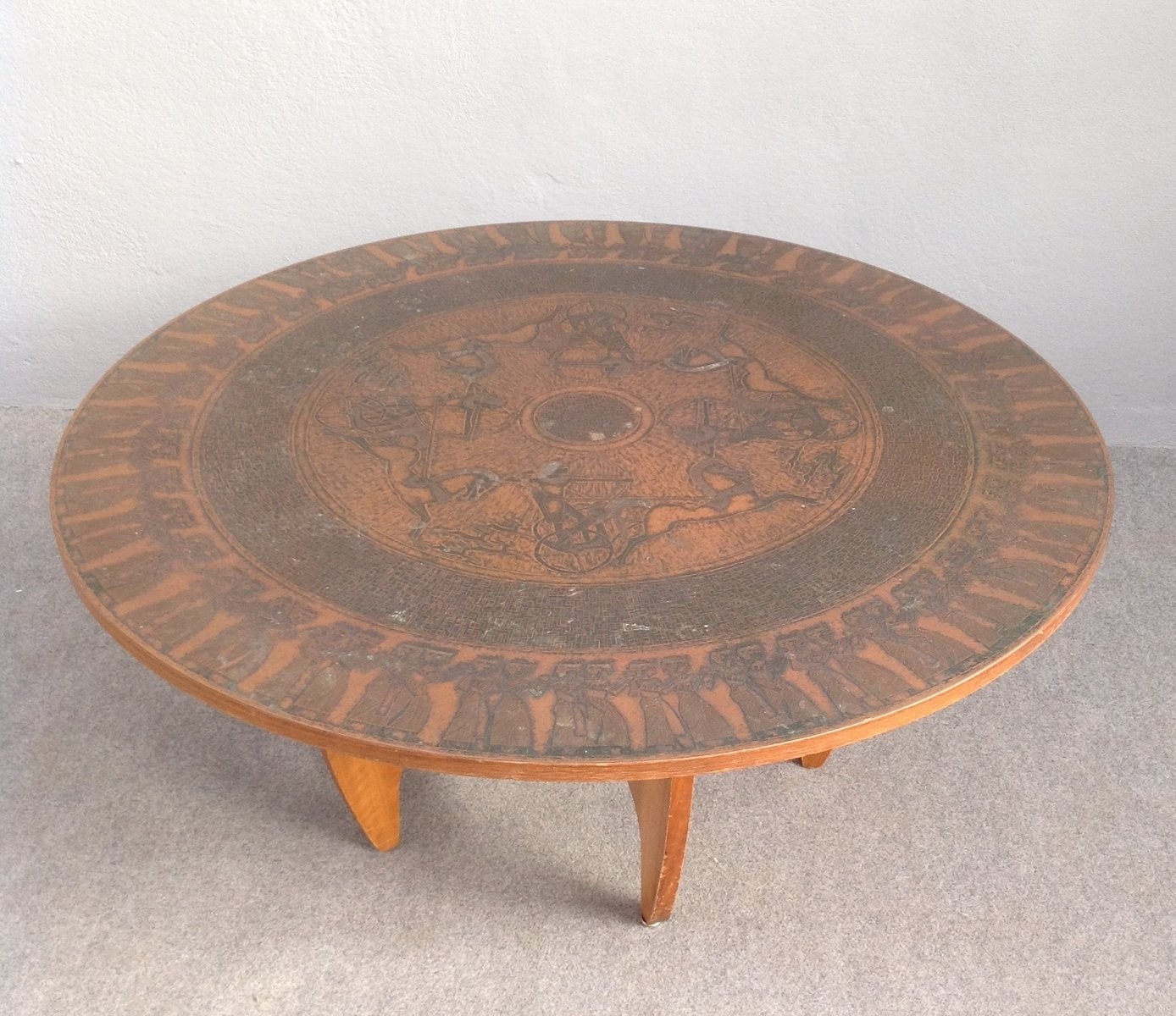 Round copper top coffee table 1960s for sale at pamono